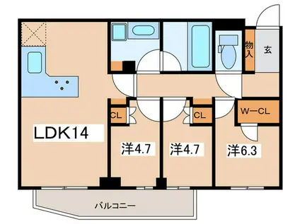 CLARITIA YOKOHAMA TAMMACHI(3LDK/3階)の間取り写真