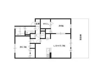 ラフィネ宮前(2LDK/1階)の間取り写真