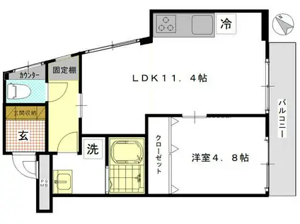 ノッティングヒル(1LDK/2階)の間取り写真