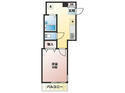 プライム西大井(1K/2階)の間取り写真