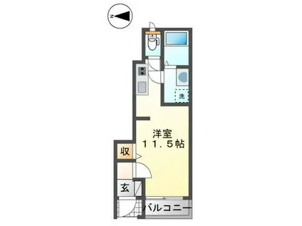 CASA美輪II(ワンルーム/1階)の間取り写真