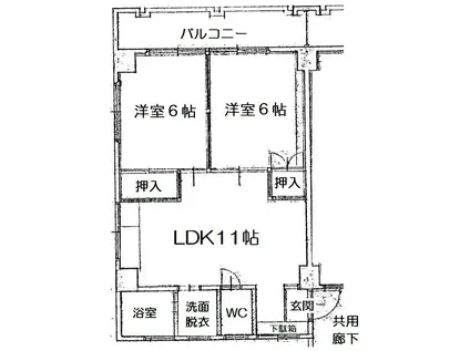 グリーンポート高山(2LDK/6階)の間取り写真