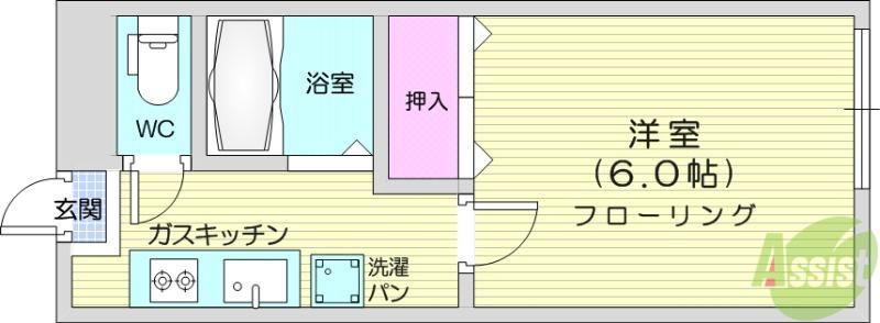 サンハイツ千代田町(1K/1階)の間取り写真