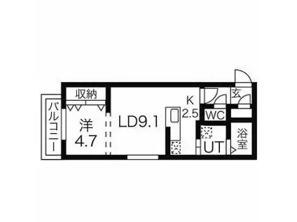 シャルルブラン(1LDK/2階)の間取り写真