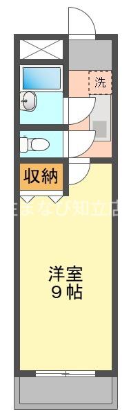 パレスアオイII(1K/1階)の間取り写真