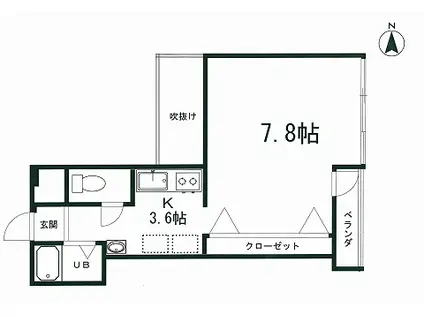 リビングVI(ワンルーム/4階)の間取り写真