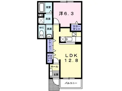 シャルマン(1LDK/1階)の間取り写真