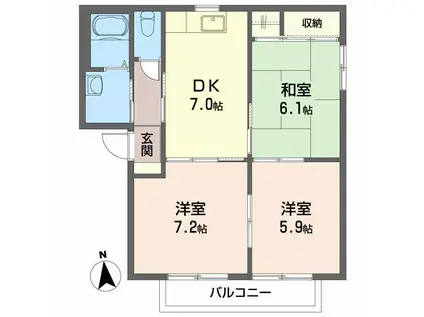 ディアス・K-B(3DK/2階)の間取り写真