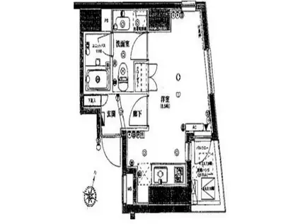 エスコートノヴェル南麻布(ワンルーム/2階)の間取り写真