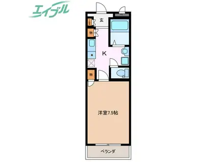 ローマンヒルズ太陽(1K/3階)の間取り写真