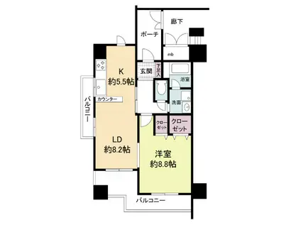 エル・セレーノ九条(1LDK/2階)の間取り写真