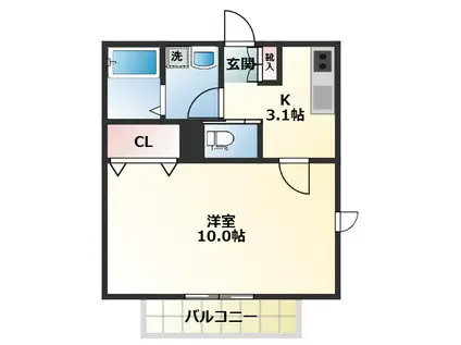 寿町レジデンス(1K/1階)の間取り写真