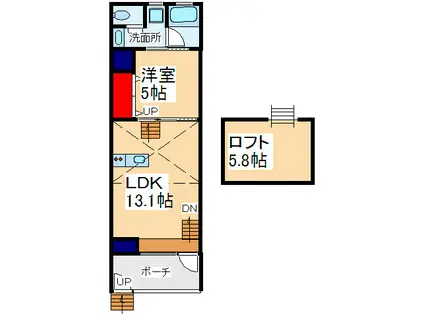 M STYLE(1LDK/1階)の間取り写真