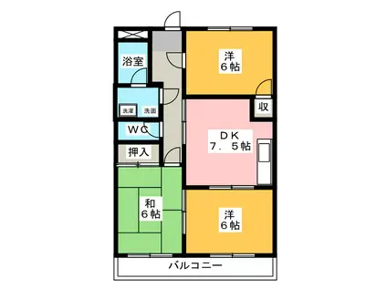 プリベール十日市場(3DK/2階)の間取り写真