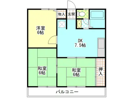 プレジールコスモスB棟(3DK/2階)の間取り写真