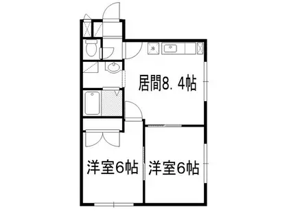 ブランネージュ北郷(2LDK/4階)の間取り写真