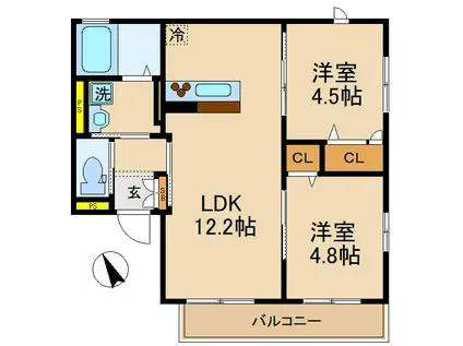 ココル コトブキ(2LDK/2階)の間取り写真