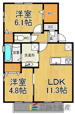 アイリス(2LDK/1階)の間取り写真