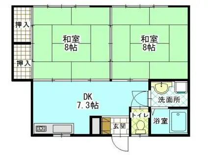サンライフ清峰(2DK/1階)の間取り写真