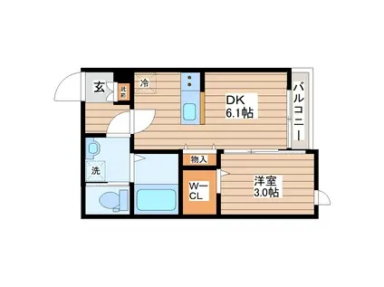 LUCENTE(1DK/1階)の間取り写真