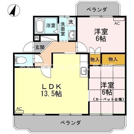 グレースリヴラン(2LDK/3階)の間取り写真
