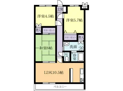 グレイスコートII(3LDK/3階)の間取り写真