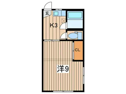 富士見ハイツ(1K/1階)の間取り写真
