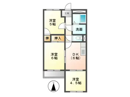 テピカルイブ3(3DK/3階)の間取り写真