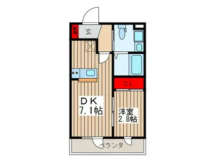 クレア宮原(1DK/3階)の間取り写真