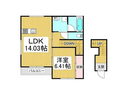 キーファー江戸浜II(1LDK/2階)の間取り写真