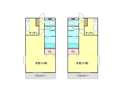 パークサイドビュー(ワンルーム/2階)の間取り写真