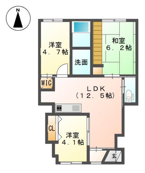 コンフォート小池原(3LDK/1階)の間取り写真