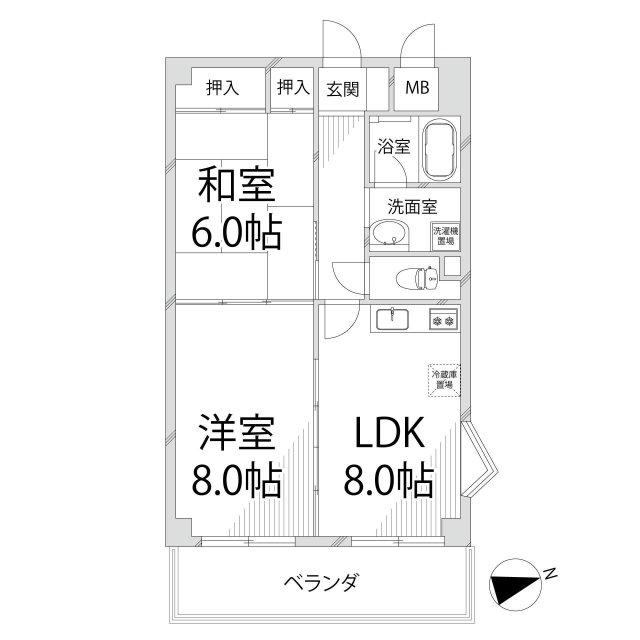 青山NKマンション(2LDK/6階)の間取り写真