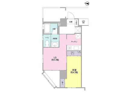 ヴィラ伝馬町(1LDK/3階)の間取り写真