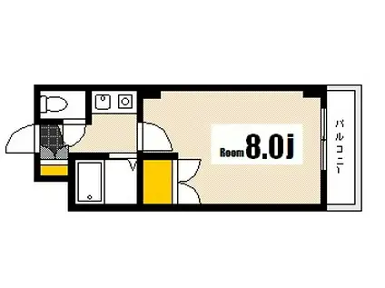 カルティエ城北通(1K/4階)の間取り写真