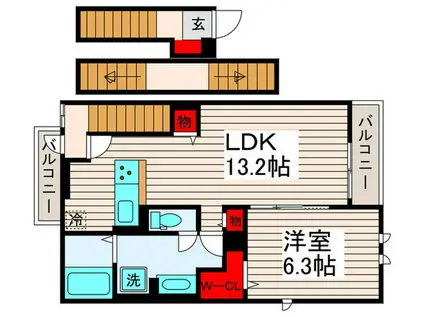 ラ・レコルトI(1LDK/3階)の間取り写真