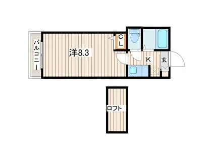 グランドール市名坂(1K/3階)の間取り写真