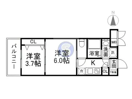 CREST TAPP 京都二条(2K/3階)の間取り写真