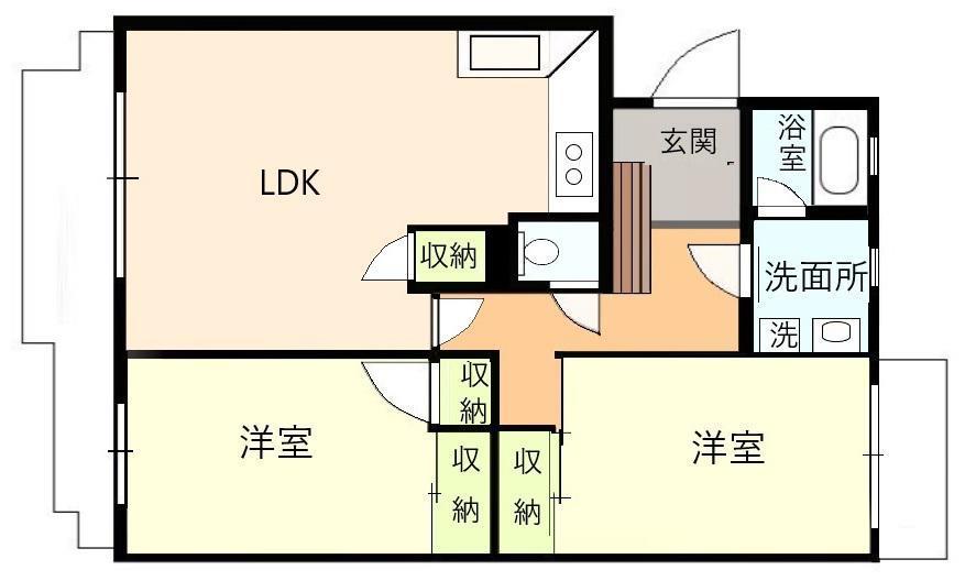 ストリームマンション(2LDK/2階)の間取り写真