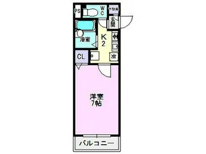 はあと TWO 2002(1K/2階)の間取り写真