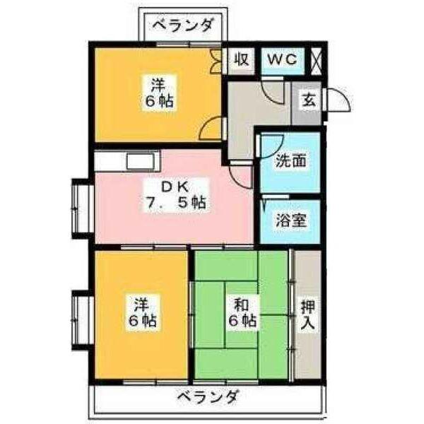 セントラルみのりハイツ(3DK/3階)の間取り写真