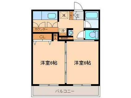 賑水ハイツ(2DK/1階)の間取り写真