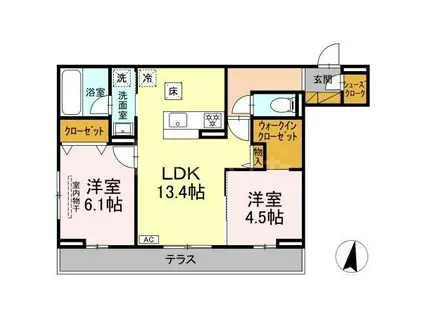 グレイスフルコート雅(2LDK/1階)の間取り写真