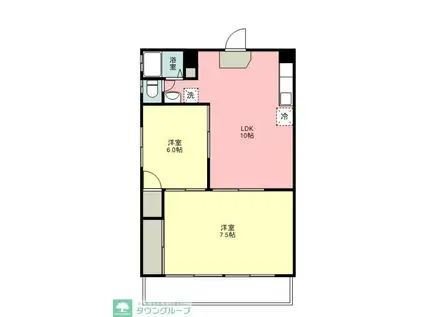 健生ビル(2LDK/5階)の間取り写真
