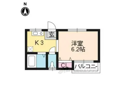 MARBLE(1K/1階)の間取り写真