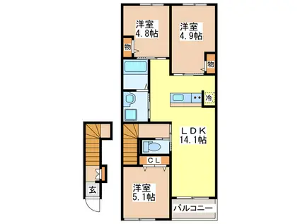 ラピューラフォレスト(3LDK/2階)の間取り写真