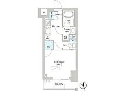 バウスフラッツ日本橋馬喰町(1K/9階)の間取り写真