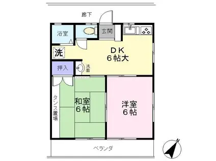 グランデージ(2DK/1階)の間取り写真