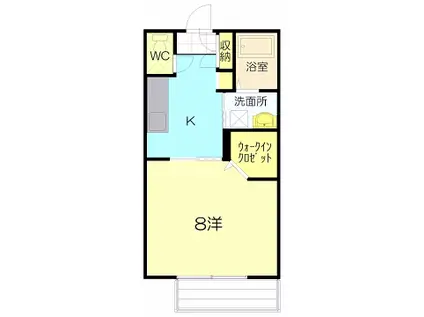 エヴァーグリーン(1K/1階)の間取り写真