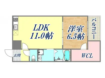 フジパレス琴浦通(1LDK/1階)の間取り写真